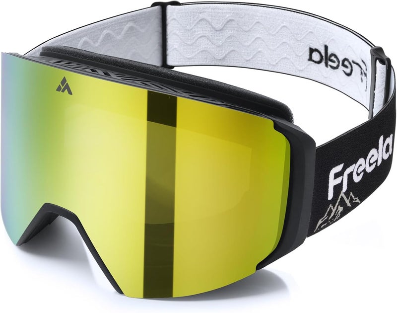 Freela Ski Goggles- Frameless, Magnetic OTG Snow Goggles Interchangeable Lens UV400 Protection Anti-Fog for Adult Men Women - Image 1